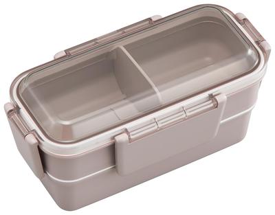 OSK Bento Box Lunch Box with Calm Color CMC Made In Dishwasher and Microwave Safe PCW-600S, Two-Tier Dividers, 600ml, Mocha, No.3, Japan,