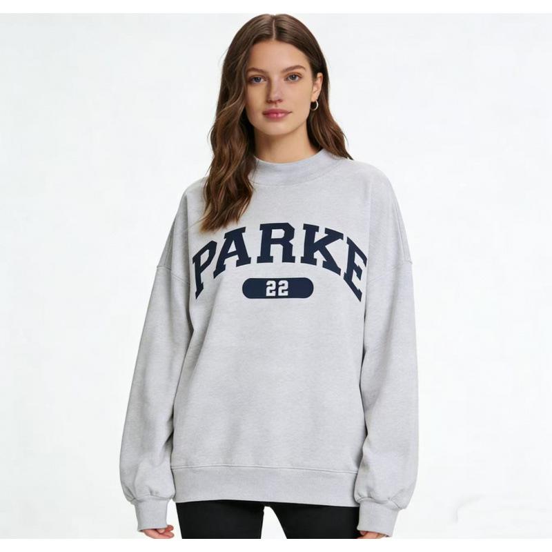 2026PARKE Embroidered Slimming Cotton Casual Pullover Sweatshirt Jacket