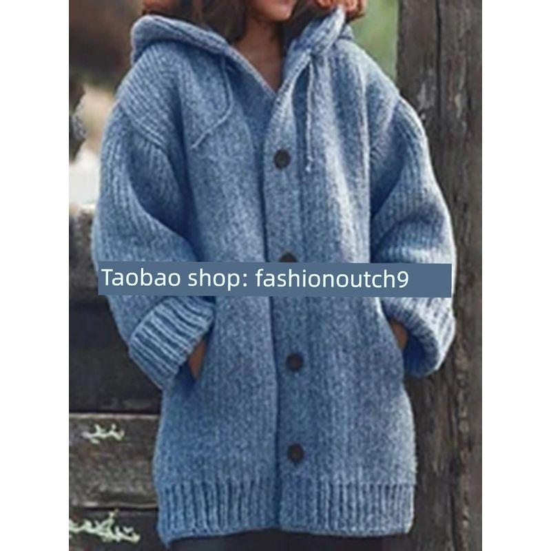 

2023 Кардиган Вязаный Женский Уличный Свитер Пальто Свитер Blue 4XL