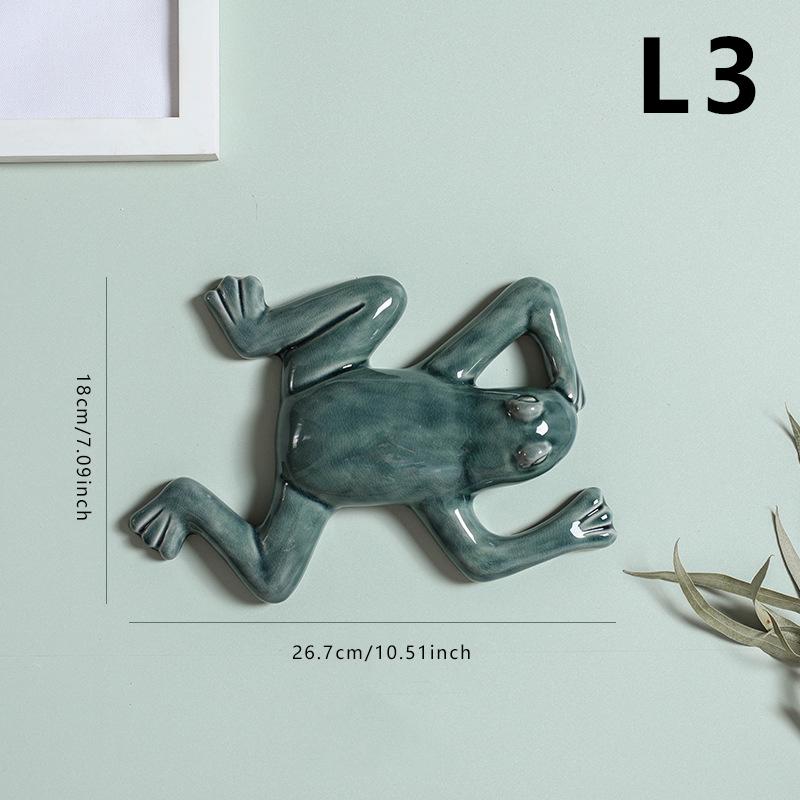 Nordic Style Ceramic Frog Wall Hanging Ornaments Living Room Background Display Crafts 3D Frog Wall Hanging Decoration