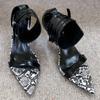 Fashion New Snake Design Brand Sandals Women Fashion Pointed Toe Metal Decoration Thin High Heel Sandal Sexy Nightclub Pole Dancing Shoe