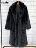 Fall Winter Women's Long Fur Coat with Westem Collar Suit Jacket Faux Fur Overcoat