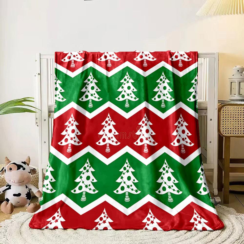 Zigzag Christmas Tree Pattern Print Blanket Soft and Cozy Perfect for the Living Room Bed Sofa or a Nap,gift