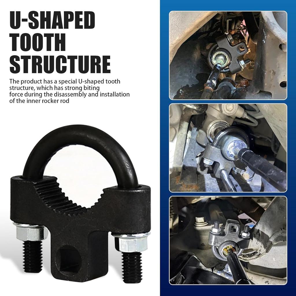 1 PC Car Steering Wheel Inner Ball Head Rudder Wrench, U-shaped Tooth Pressure Non-slip Structure Metal Rocker Arm Detach Installation Tool, Vehicle