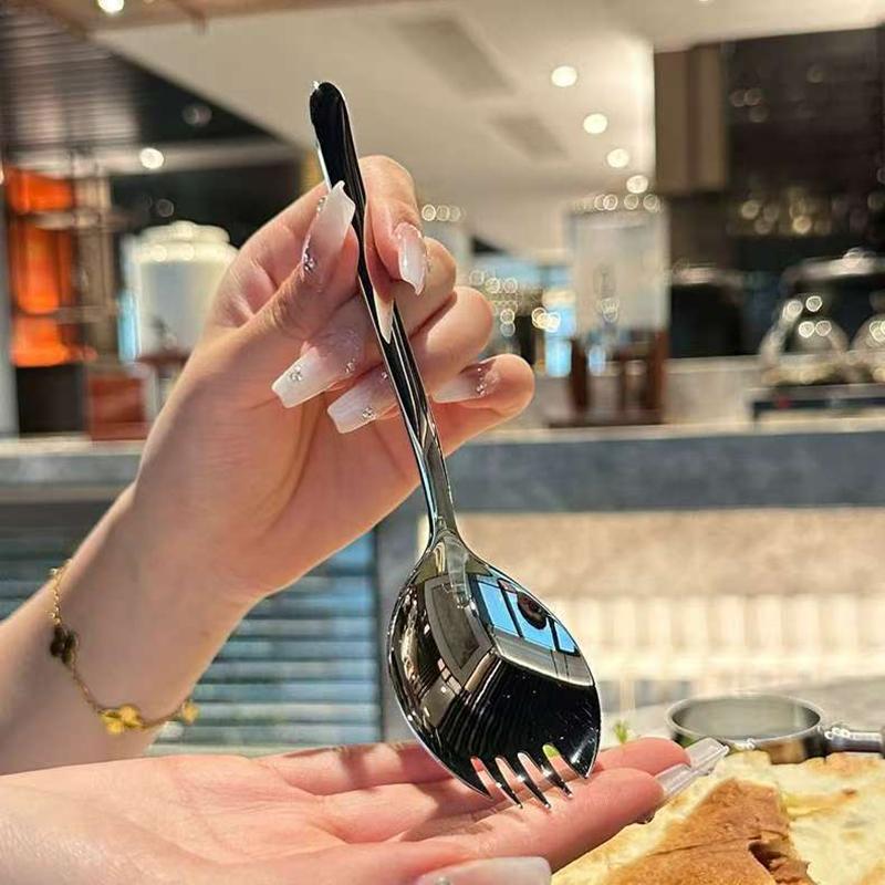 Edelstahl Rundlöffel Net Rot Golden Dinner Langer Griff Rühren Dessertlöffel Für Küchenzubehör Gadgets