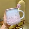 Cute Rabbit Pattern Cherry Blossom Mug Home Office Ceramic Coffee Cup Breakfast Milk Cup Mugs Coffee Cups