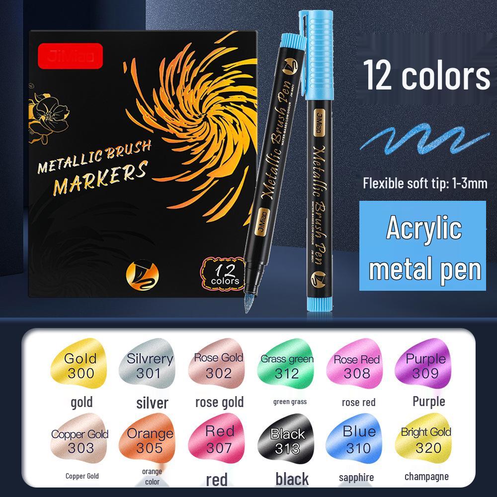 

Металлические акриловые кисти с двойным наконечником и глиттером: Водостойкий, Быстросохнущий и Невыцветающий.