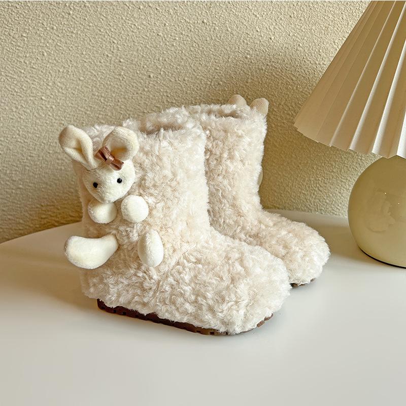 Korean Style Girls' Fashionable Fur Boots - Cute Princess Snow Boots with Soft Soles and Thick Warm Cotton