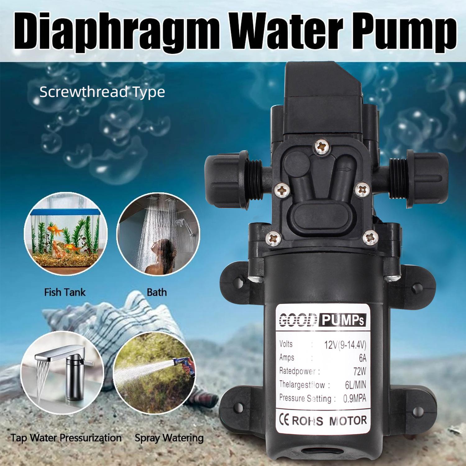 

DC12V 130PSI 6 л/хв, мембранний водяний насос високого тиску, мікроелектричний водяний насос Straight Type