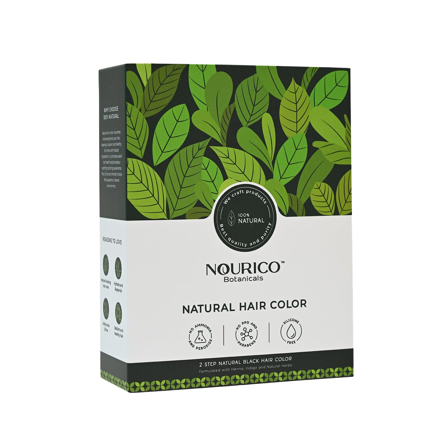

NOURICO BOTANICALS 2 Step Herbal Hair Color Kit 200g | Henna Indigo and Herbal Blend | Natural Black Hair Colour Powder | Organic Hair Dye for Me