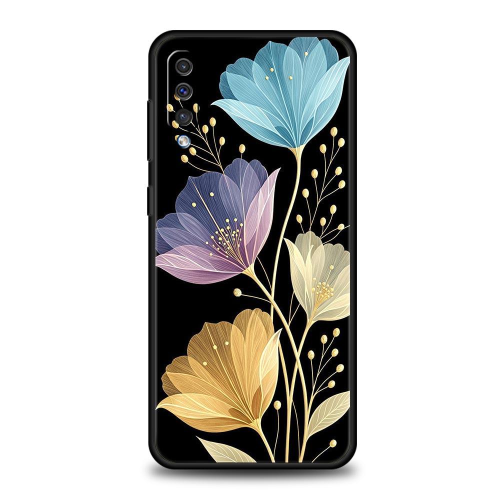 Phone Case For Samsung A56 A36 A26 A24 A12 A14 A16 A50 A70 A20E A10S A22 A40 A34 A54 A42 A52 5G A04s A06 Cover Ink Wash Flower