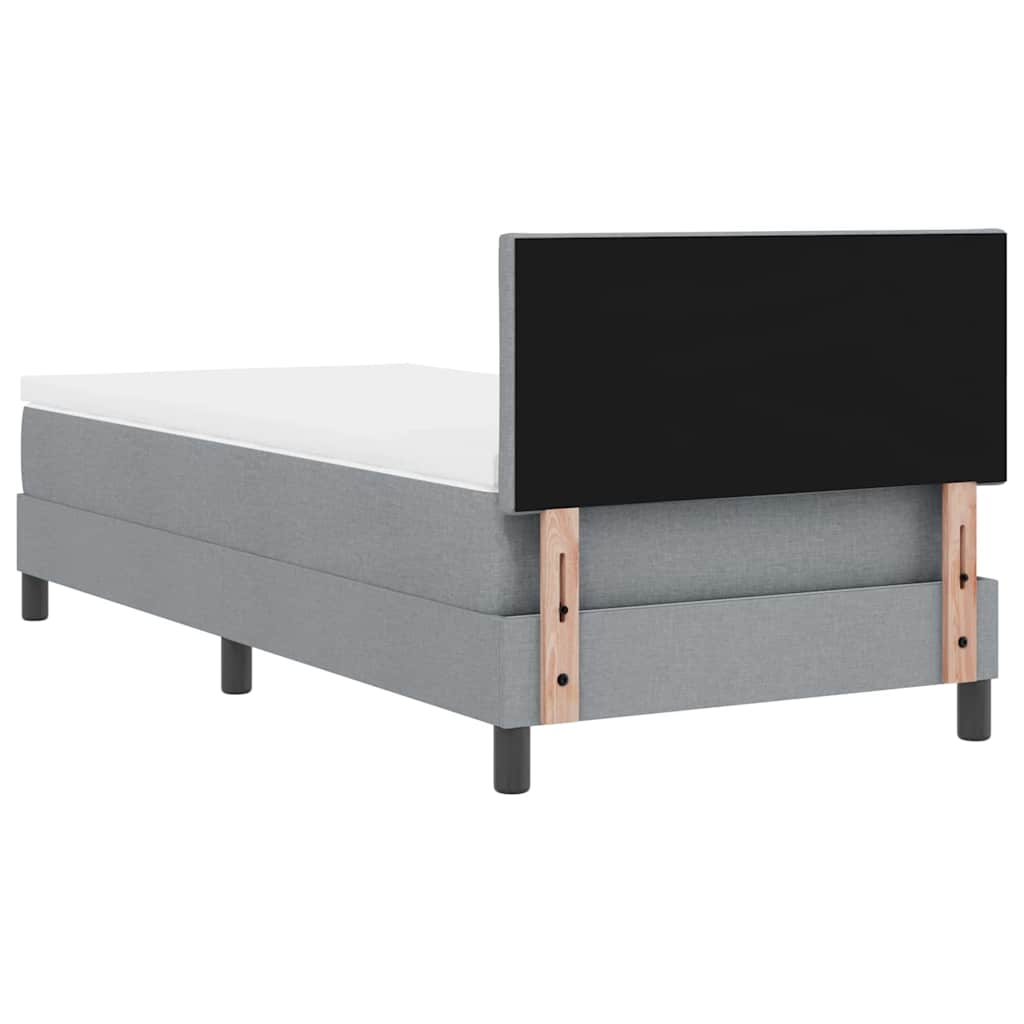 Box Spring Bed with LED Light Strips Light Grey 100 x 200 cm Fabric