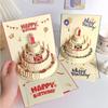 3D Happy Birthday Card Christmas Gift Card Birthday Cake Pop-Up Greeting with Envelope Christmas Invitation Cards
