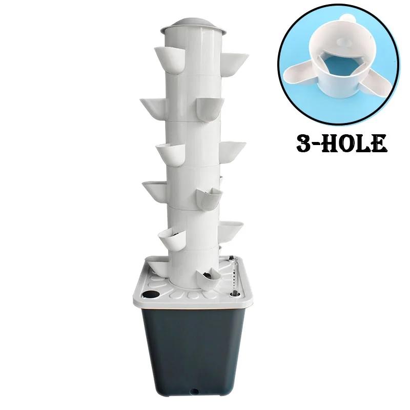 Home Balcony Vertical Tower Planter 3/5-Hole Vegetable Hydroponic Growing System DIY Garden Soilless Cultivation Equipment