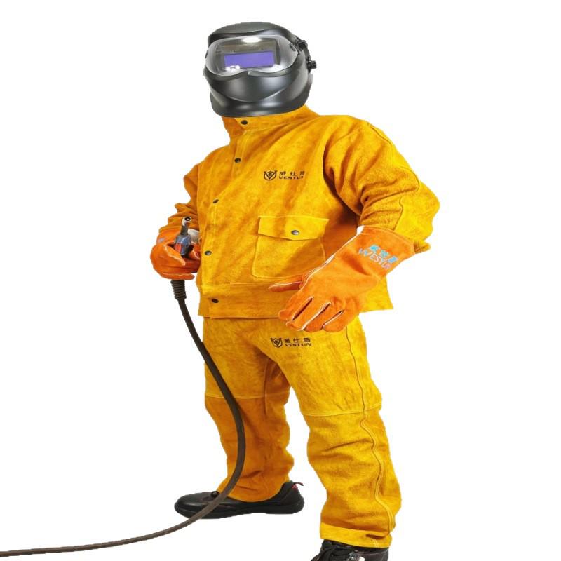VESTUN Welding Suit: Heat-Resistant Cowhide Workwear Set