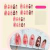Valentine's Day Press On Nails 30PCS, Lip Print Gradient Bow Heart Strawberry Polka Dot Fake Nails, Colorful Non-fading Healthy Comfortable