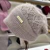 Neue Herbst Winter Damenmütze Verdickt Doppellagig Eichhörnchen Fleece Gestrickt Stilvoll und Vielseitig Extra Warm Wintermütze