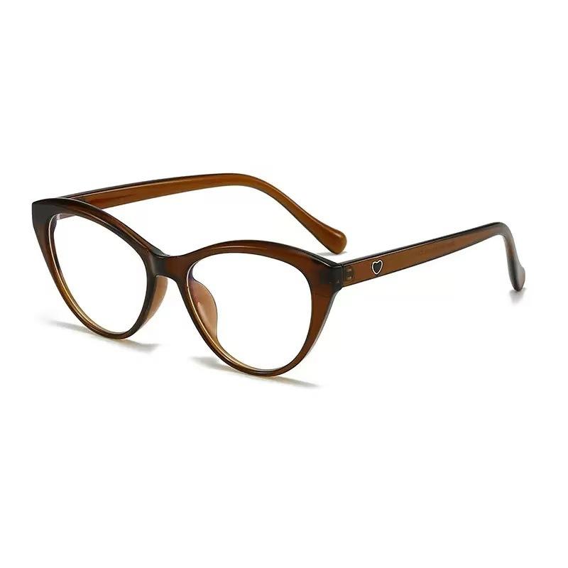 Cat eye glasses women's high-end peach heart black frame plain large frame women can match degree frame anti-blue light