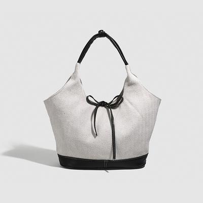 Niche Patchwork Canvas Tote Bag Female Commuter Fashion Handbag with Shoulder Underarm Bag