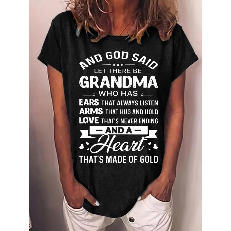 

Womens Grandma Print T Shirt Casual Round Neck Short Sleeve Blouse Spring Summer Autumn Comfortable Casual Attire Grandma Outfits Top 4XL