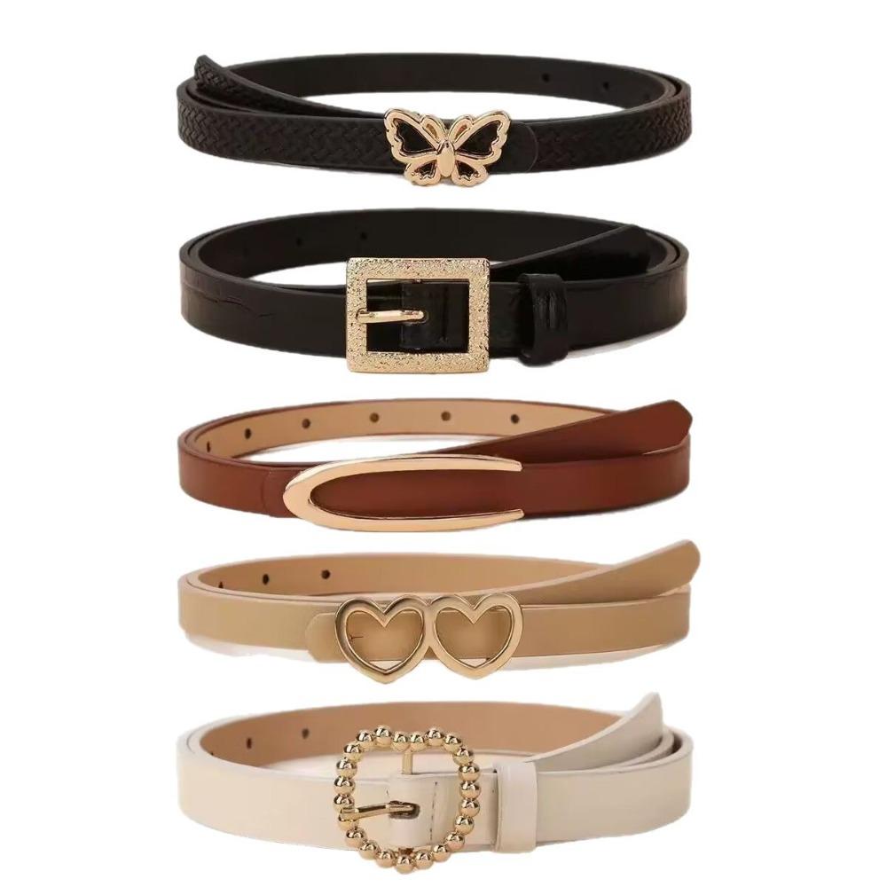 5Pcs/Set Butterfly Button Women's Belt Y2k Waistband Fashion Retro Pin Buckle Belt  Pants