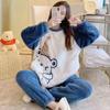 Thickened Warm Winter Flannel Women's Pajama Top and Pant Liner Pajama Home Clothing Cartoon Bear Women's Pajama Home Wear