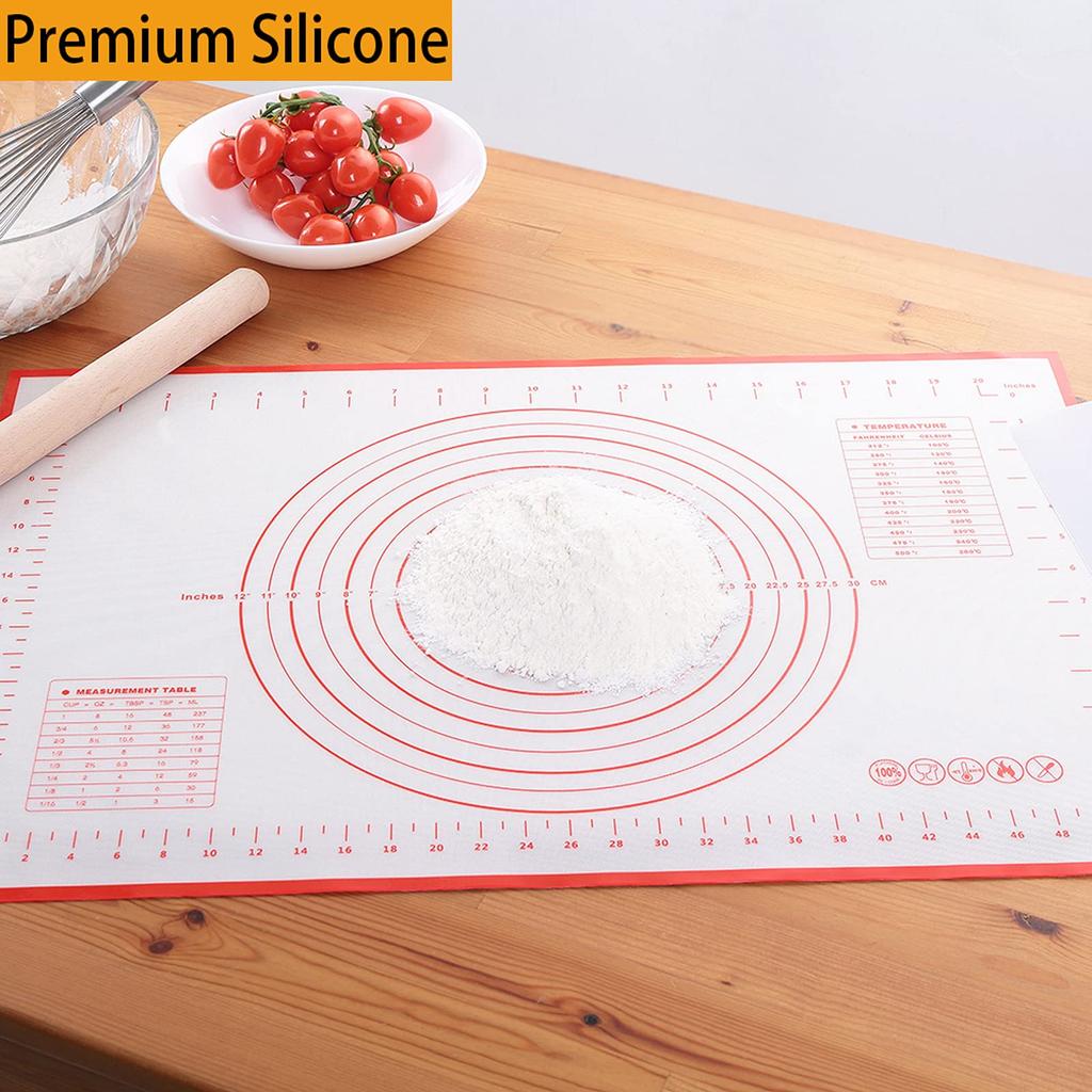 LIMNUO Silicone Cooking Bread Baking Mat with Measuring Large Baking Tools Mat, Mat, Pad, Size, Food-Grade Silicone, Non-Slip,