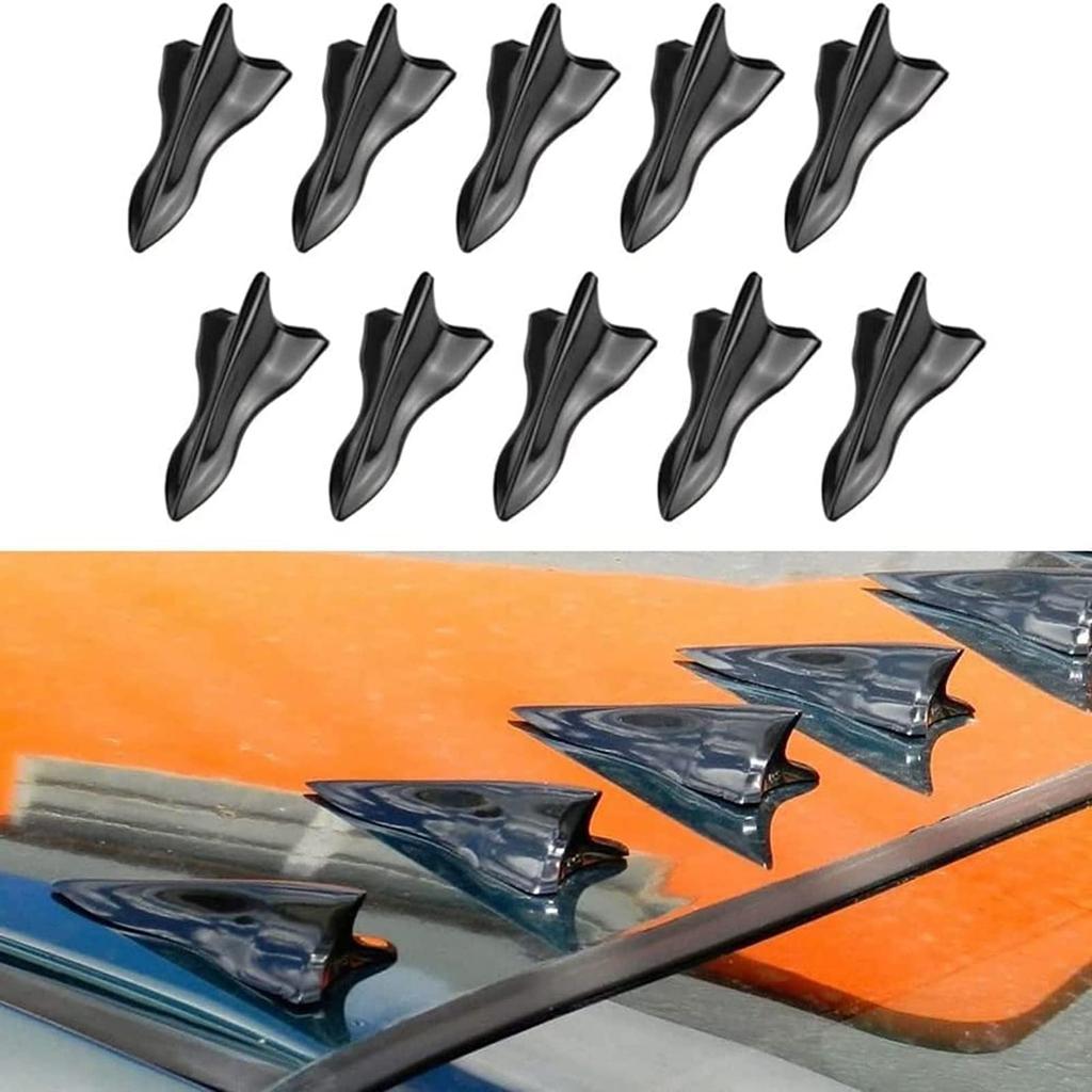 Alpha Racing Air Vortex Generator Shark Fin Set of 10 Spoiler, Roof Wing Pointed End Style