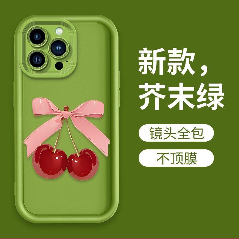 Amazon hot-selling cherry bow Apple 16promax mobile phone case iPhone17pro silicone case