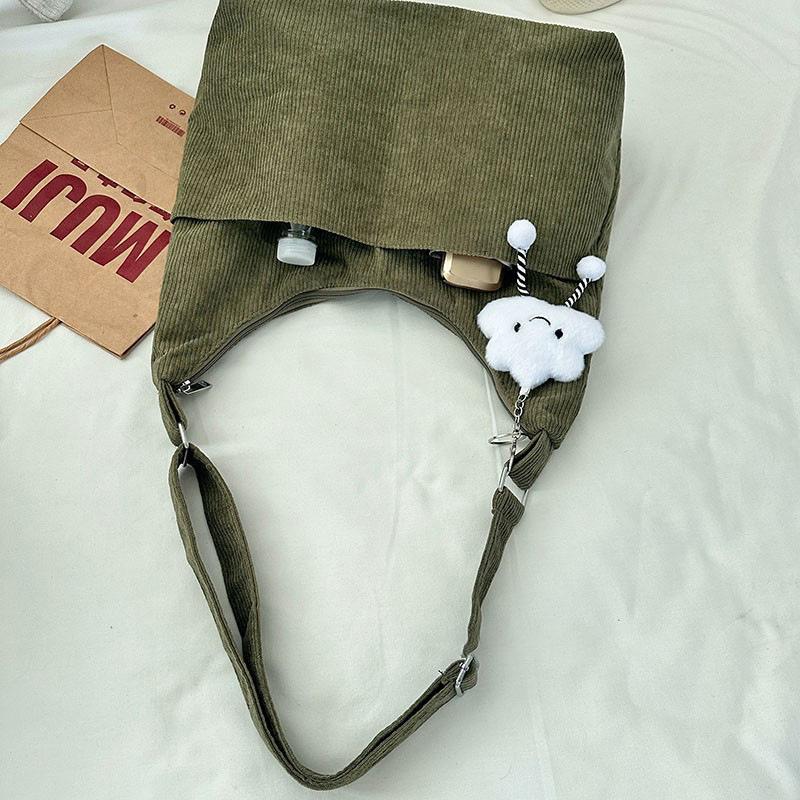 Tote Bag Velvet Large Capacity Shoulder Commuter Student Messenger Bag Slack Cloth Bag Luggage