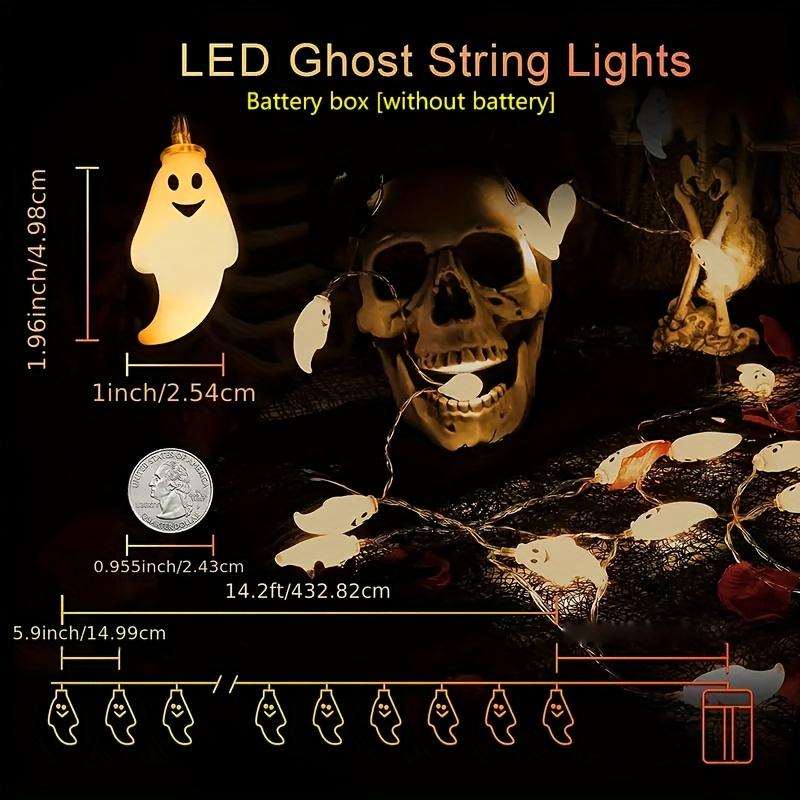Battery Powered Halloween Ghost LED String Lights DIY Hanging Horror Props Waterproof For Home Party Festival Decorative Lamp
