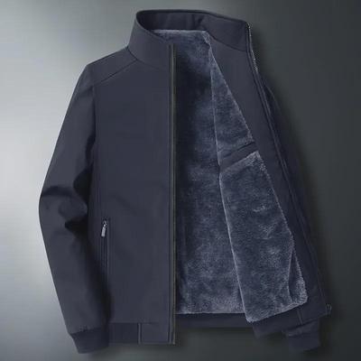 Men's Plus Velvet Jacket: Autumn/Winter Casual Coat for Middle-Aged Dads