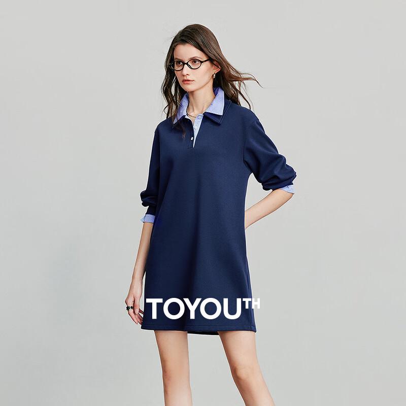 

Chuyu Women s Air-Cotton Double-Layer Collar Sweatshirt Dress M
