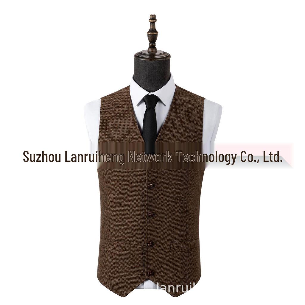 Men's Herringbone Business Casual Vest - British Style Hot Seller