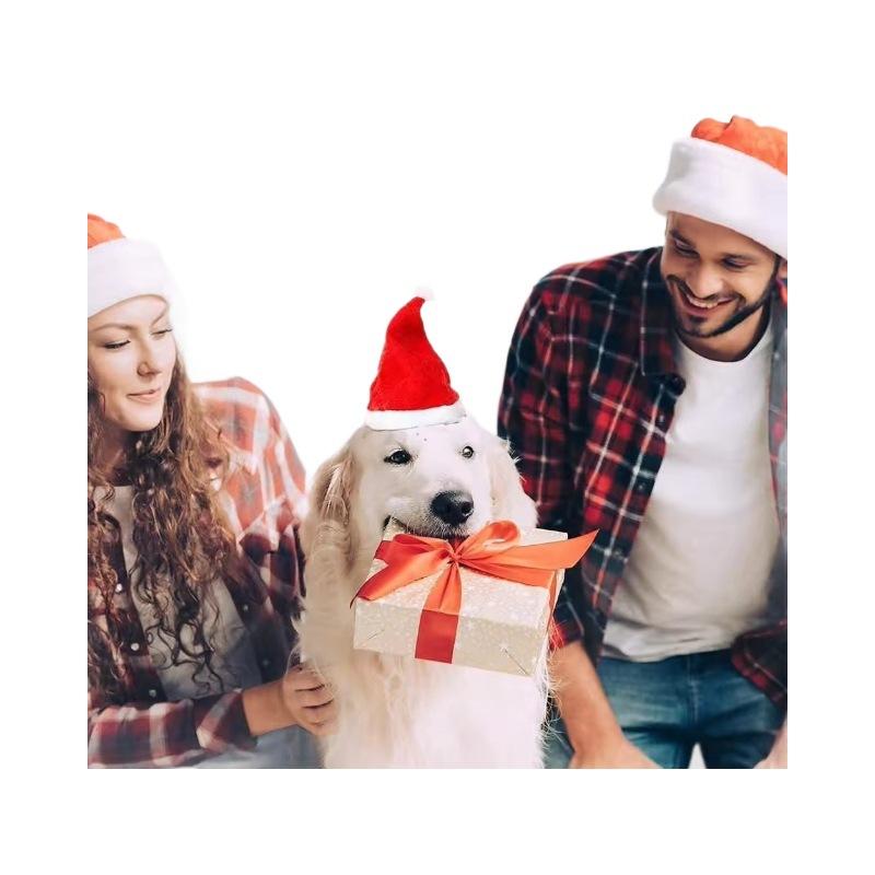 1-20PCS Christmas Pet Santa Hat Red Plush Soft Holiday Cap for Dogs Cats Festive Party Costume Cute Photoshoot Decoraton
