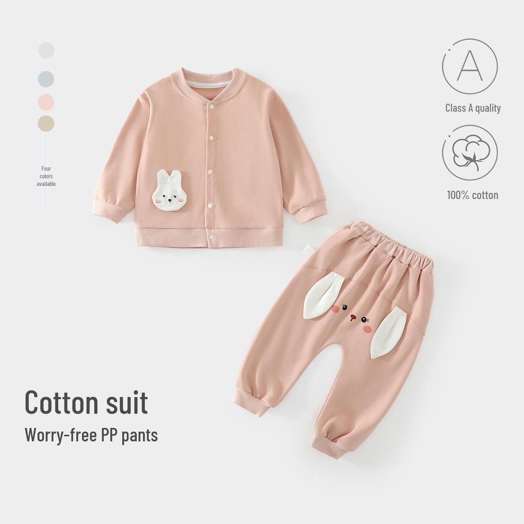 Autumn Baby Cartoon Top & Pants Two-Piece Set - Kids' Cardigan and PP Pants
