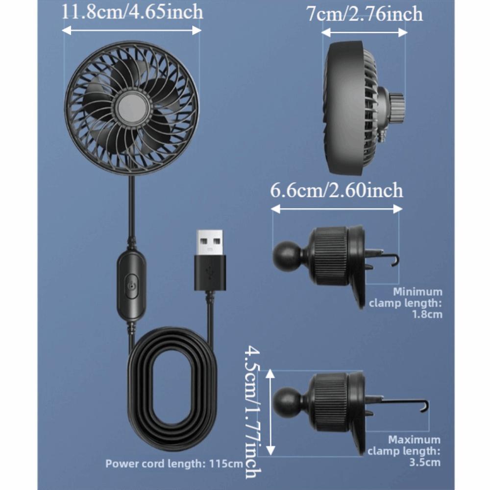 Adjustable Speeds Car Air Outlet Fan Adjustable Angle Car USB Cooling Fan Beach Vacations