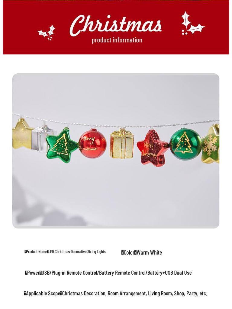 LED Christmas Tree Fairy Lights - Flashing Star String for Festive Decoration and Birthday Scenes