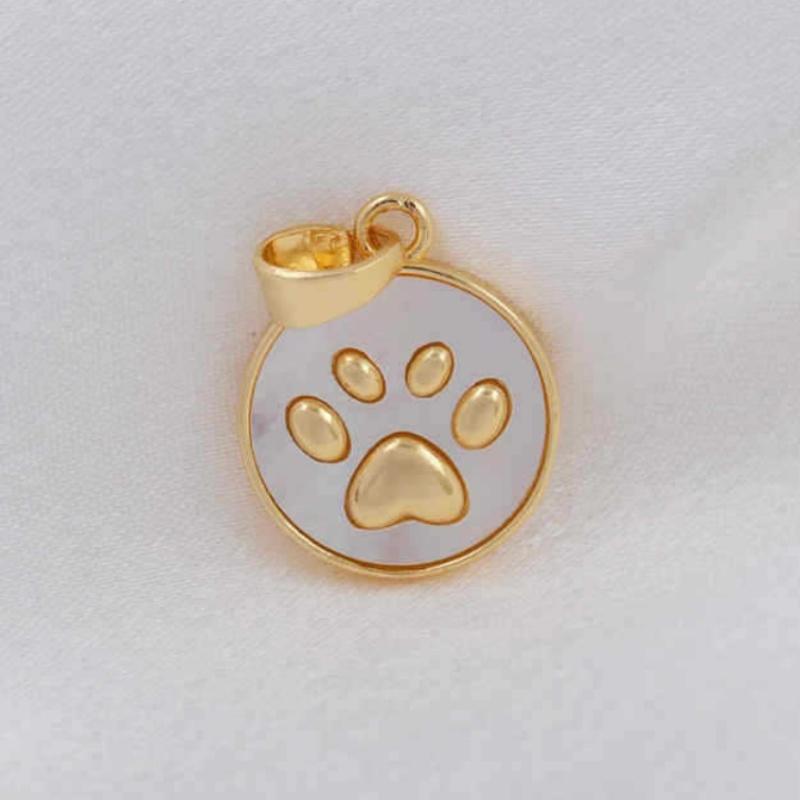 Handmade DIY Charm Jewelry Pendant Gold Plating Natural Shell Cute Cat Dog Bear Paw Footprint Charm for Necklace Bracelet