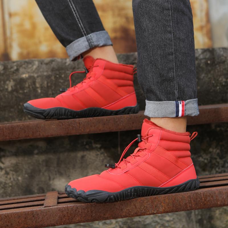 Plush Outdoor Hiking Sneakers Winter Warm Climbing Shoes Unisex High-top Snow Boots Ankle Booties Anti-slip Cotton Shoes