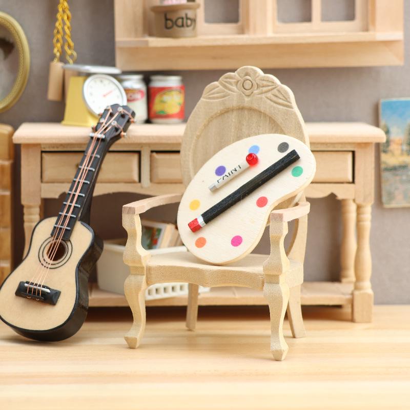 1:12 Dollhouse Miniature DIY Unpainted Retro Peach-Shaped Armchair