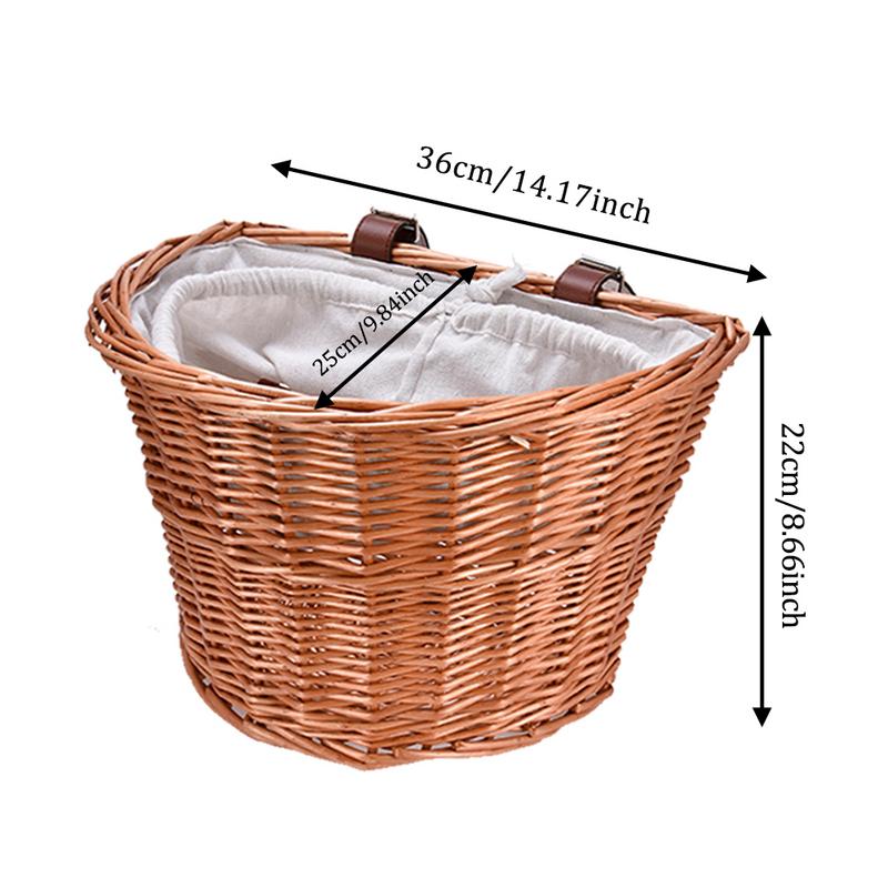 Front Handlebar Wicker Bicycle Basket Bicycles Wicker Woven Toto Basket Large Capacity Bike Basket For Adult And Kids Waterproof