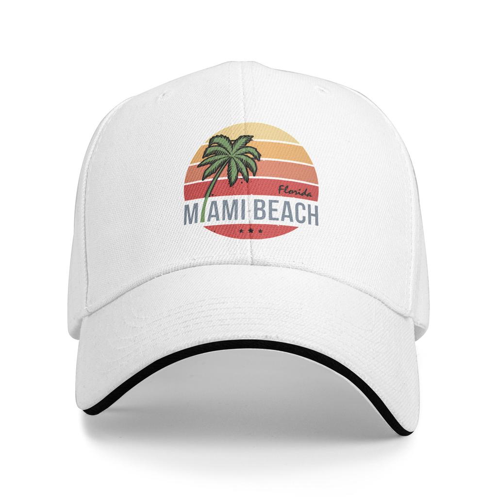 Summer Miami Beach Palm Baseball Cap  Hiking Fishing Street Style Print Sun Hip Hop Hats Couple Women Hot Sale Baseball Caps