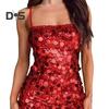 Sexy, figurbetontes Minikleid mit Pailletten für Damen, Spaghettiträger, glitzernd, Abendkleid, ärmellos, rückenfrei, funkelnd, Club-Partykleid