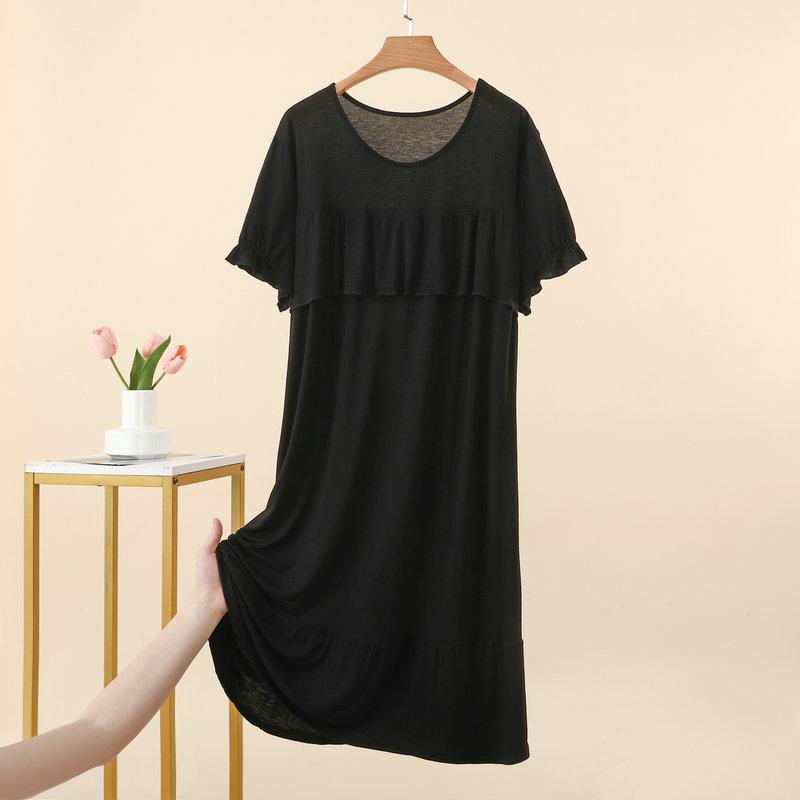 

Женское модальное платье для сна с круглым вырезом, пэчворк, летнее, свободное, большого размера, повседневный шик, одежда для отдыха, платье для сна на открытом воздухе L чёрный