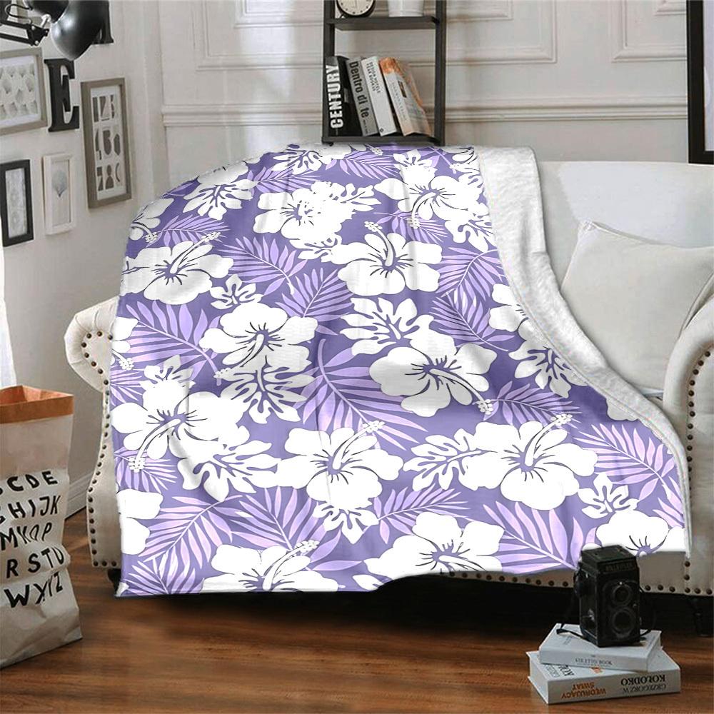 1pc Hawaiian-floral-pattern Blanket Warm, Cozy, And Soft, Suitable for Sofas, Beds, Cars, And Office Use.Perfect for Camping And Travel, Making It a G