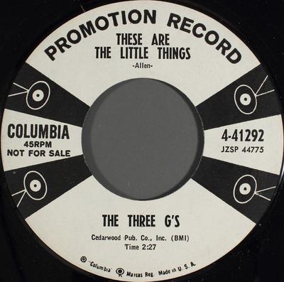 7inch Record THREE G'S - These Are The Little Things / Wonde 441292PROMO Columbia 1958 US Pop Used