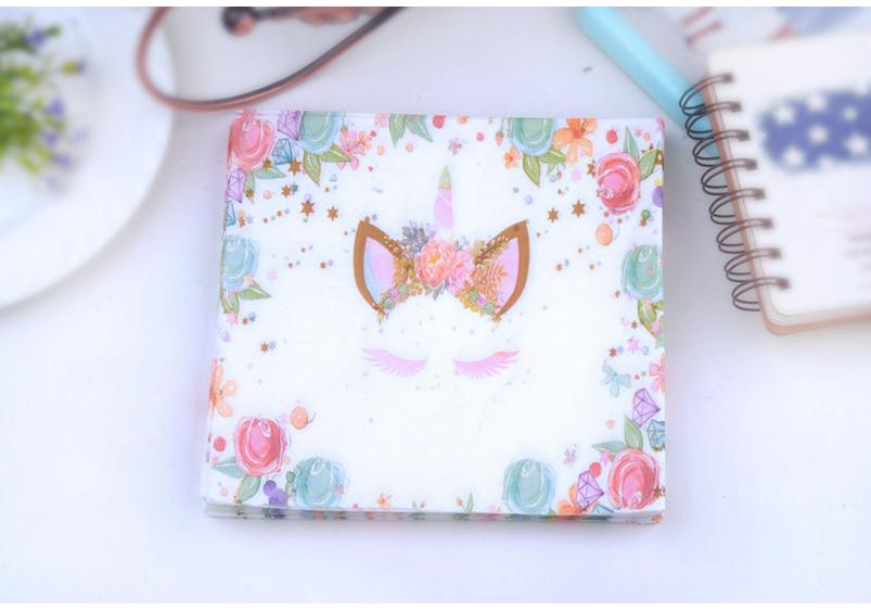Unicorn and Floral Paper Napkin Set with Placemats and Cups for Weddings and Parties.