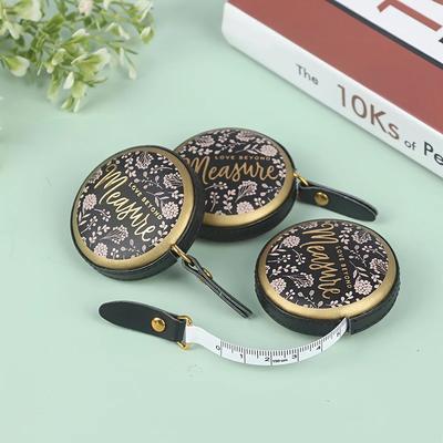1pc 1.5m Retro-Style Portable Retractable PU Leather Mini Tape Measure - Accurate Centimeter and Inch Scale, Nostalgic Design, C