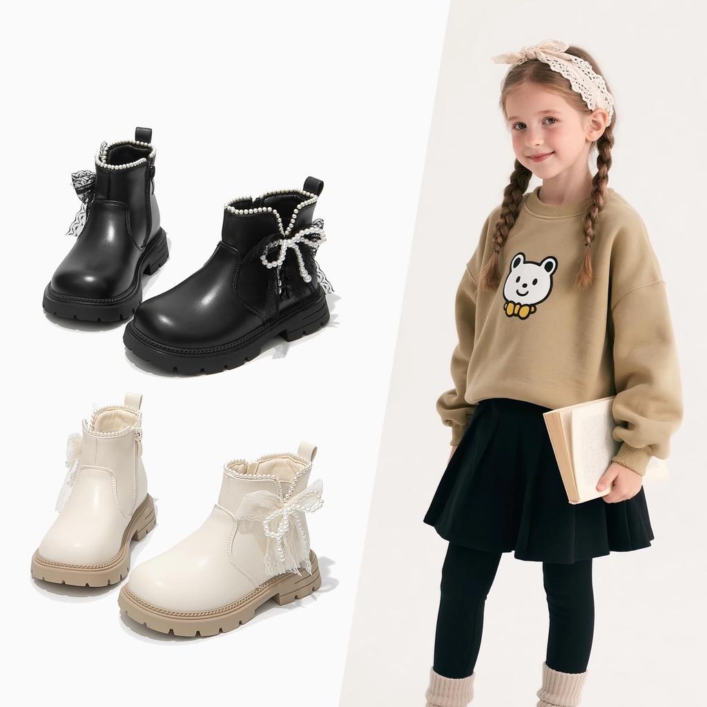 Girls shoes children's princess Martin short boots 2025 new autumn and winter girls soft-soled black foreign-style small leather boots